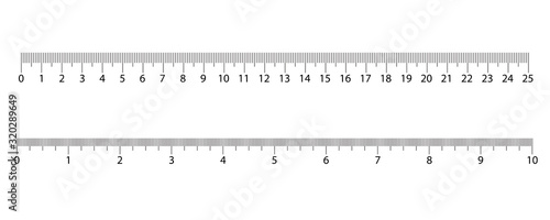 Inch and metric rulers. Centimeters and inches measuring scale cm metrics indicator. Scale for a ruler in inches and centimeters