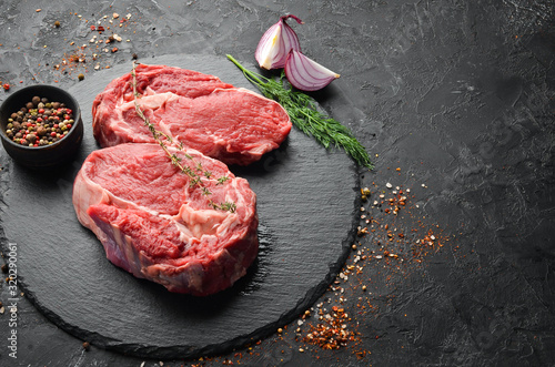 Schilderij op canvas Raw marbled meat Steak Ribeye Black Angus