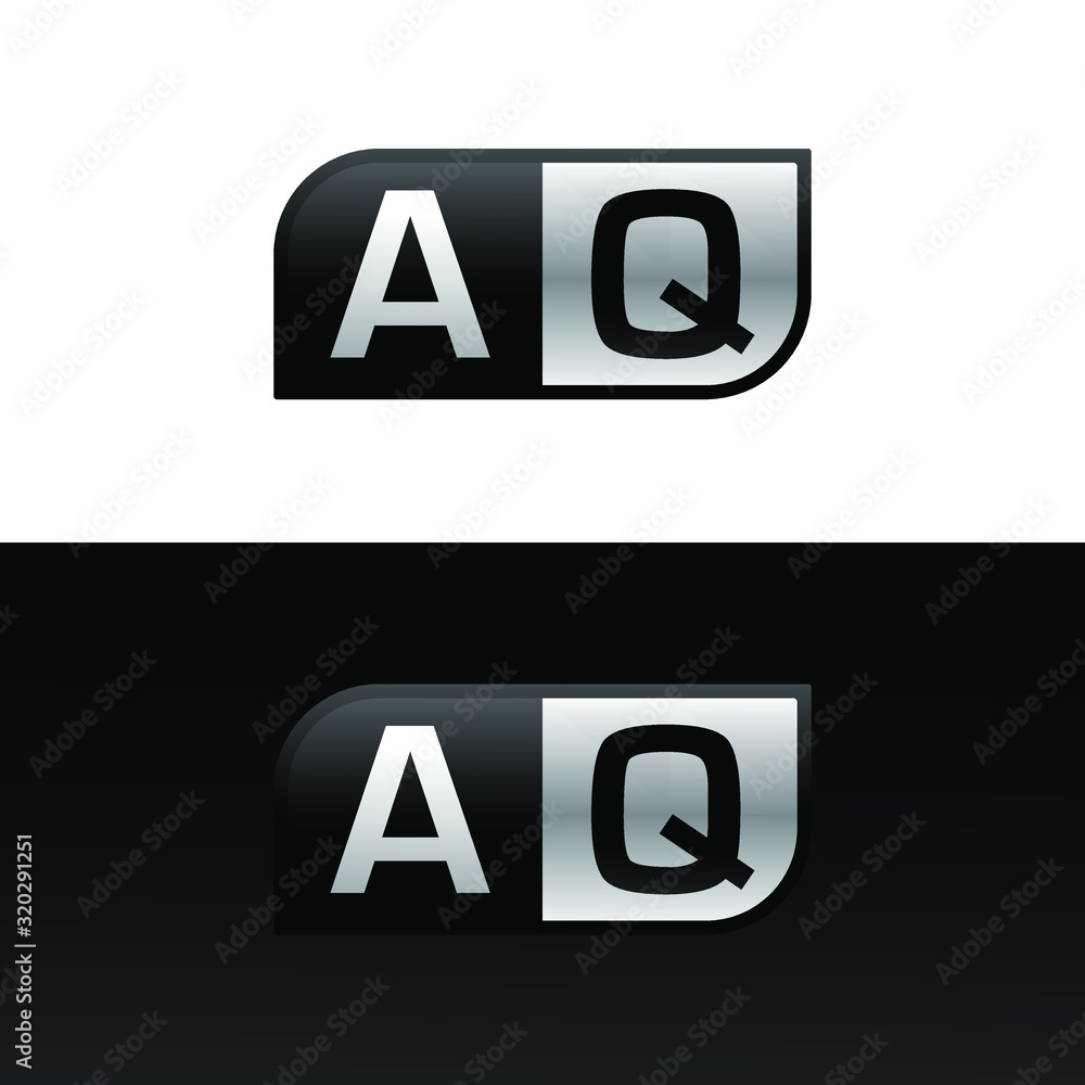 Logo letter AQ with two different sides. Negative or black and white vector template design vector Logo letter AQ with two different sides. Negative or black and white vector template design vector