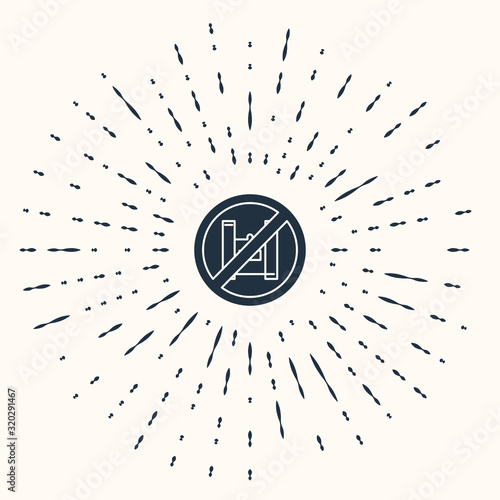 Grey Say no to plastic bags poster icon isolated on beige background. Disposable cellophane and polythene package prohibition sign. Abstract circle random dots. Vector Illustration