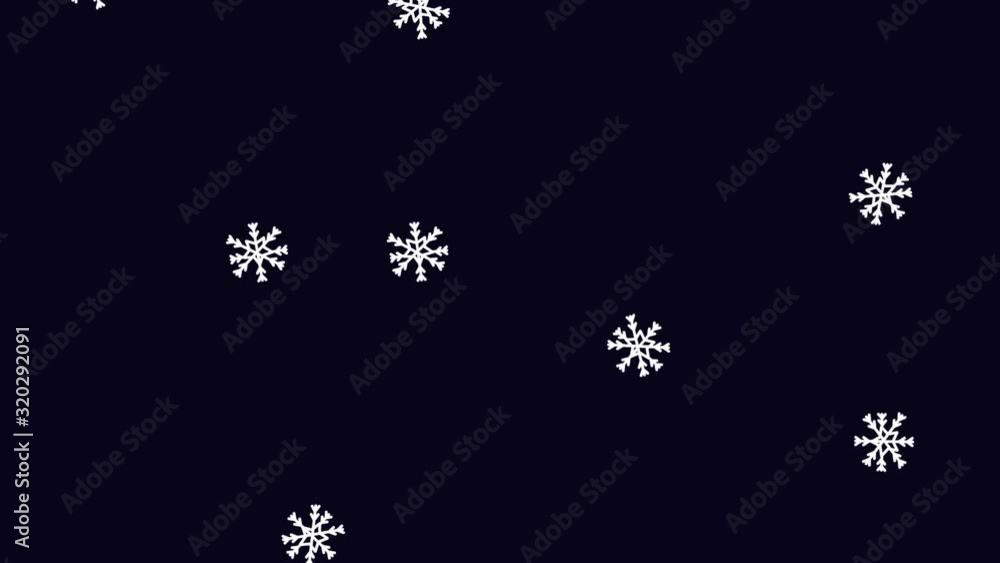 Snowflakes. Snowfall, animation with alpha channel enabled. Cartoon Snowflakes. Snowfall, animation with alpha channel enabled. Cartoon