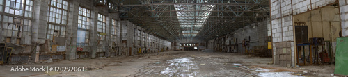 Interior of an abandoned industrial workshop. MIG Aircraft Building Plant in Moscow  Russia