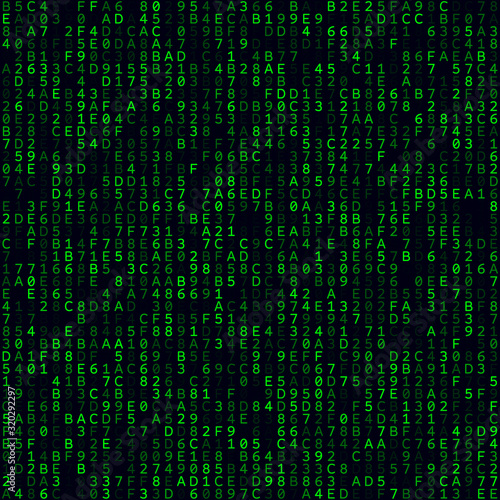 Futuristic tech background. Green filled hexademical background. Medium sized seamless pattern. Radiant vector illustration. © Eugene Ga