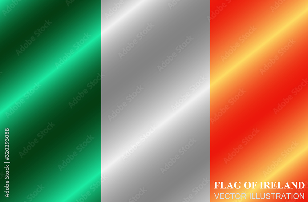 Bright button with flag of Ireland. Happy St. Patricks Day background. Bright illustration with irish flag.