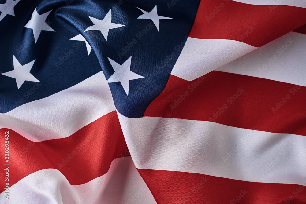 American flag background. USA flag waving, closeup American flag background. USA flag waving, closeup