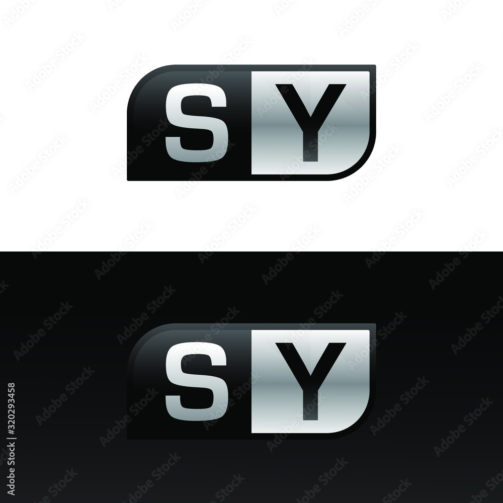 Sy Less Image Logo letter SY with two different sides. Negative or black and white ...