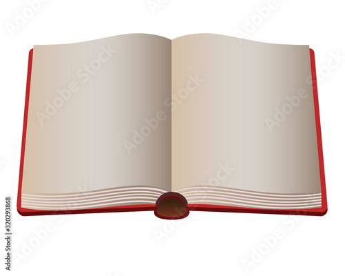 The open book lies. Book or diary with copy space. Open book - vector template for your text or images. Open sketchbook - background with space for your content.