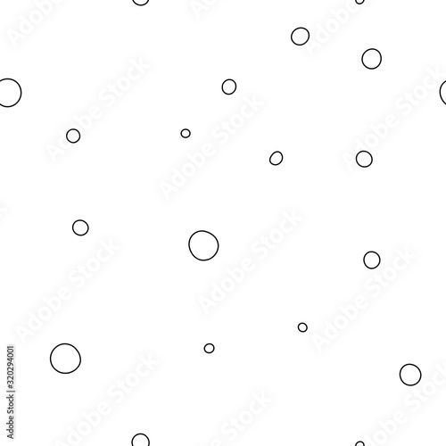 Seamless vector winter pattern. White hand drawn snowflakes isolated on white background. Line art illustration for a snowy day, textile, wallpaper, poster, wrapping paper. Round snowball or snowflake