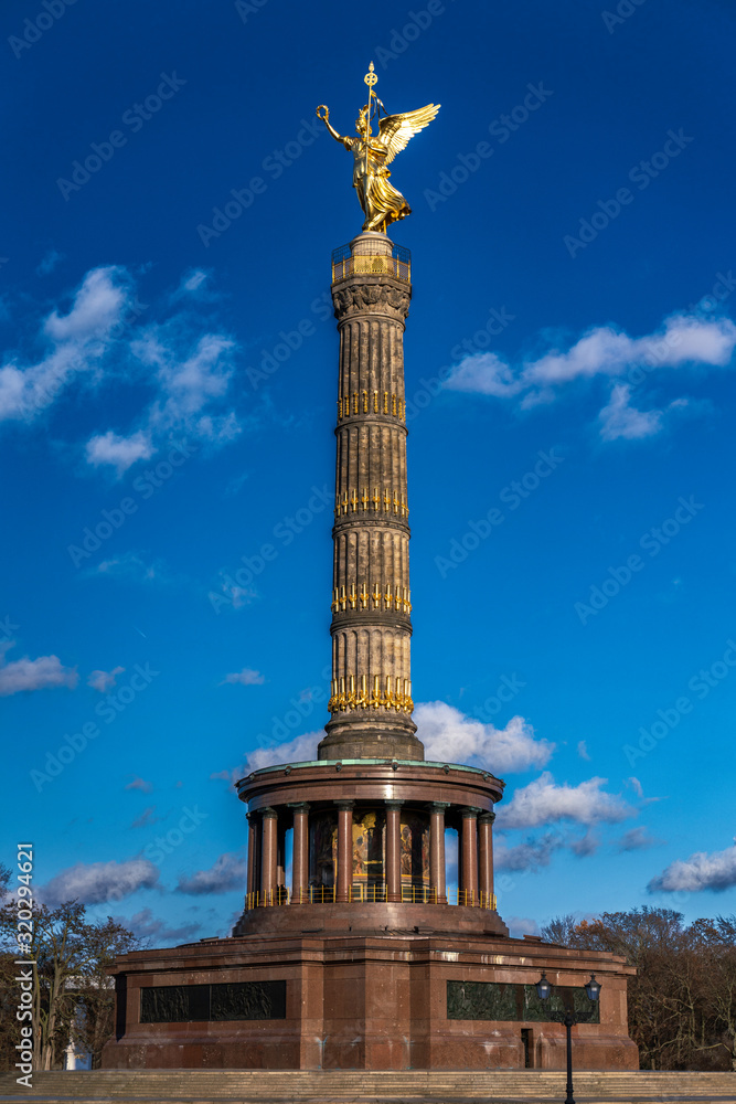 historic siegessäule, victory column berlin on a sunny day, germany