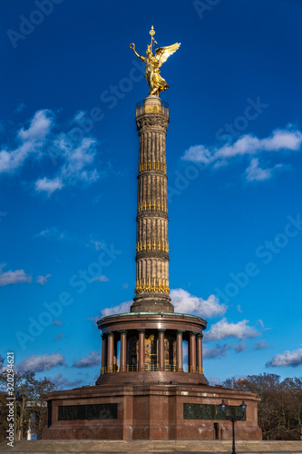 historic siegessäule, victory column berlin on a sunny day, germany