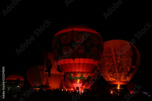 Hot air balloons show at night time, balloon international festival, SinghaPark, Chiangrai, Thailand. On 16 Feb, 2019. photo
