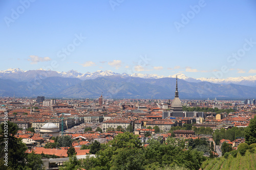 cityscape of Turin and the alps, Italy