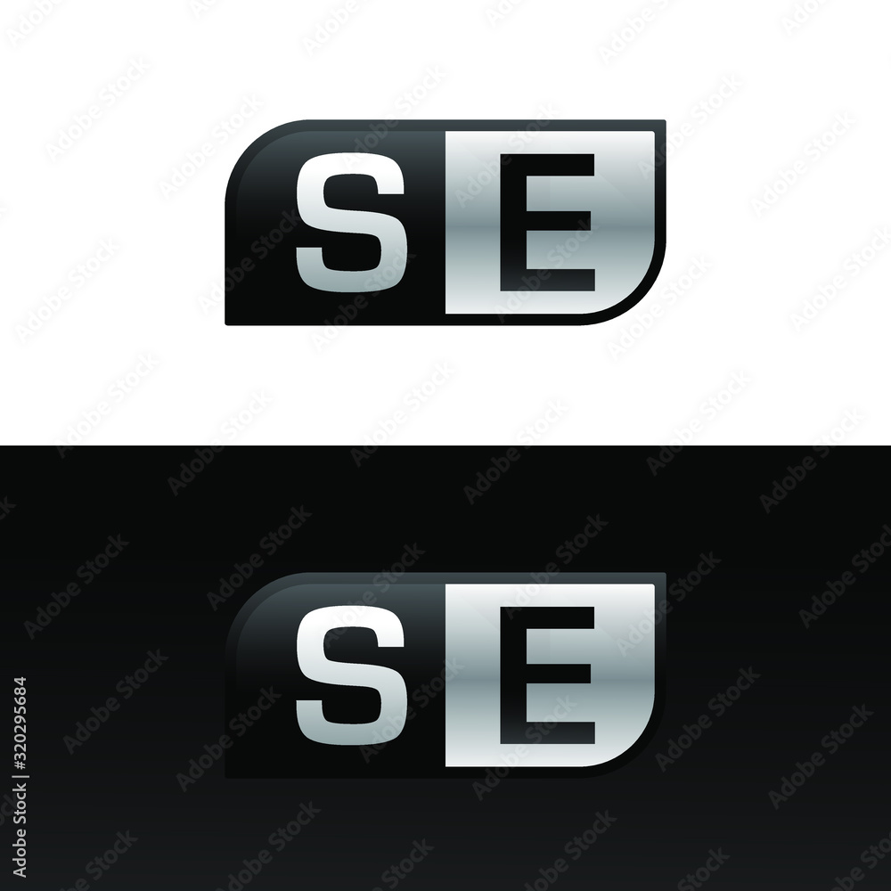 Logo letter SE with two different sides. Negative or black and white vector template design vector Logo letter SE with two different sides. Negative or black and white vector template design vector