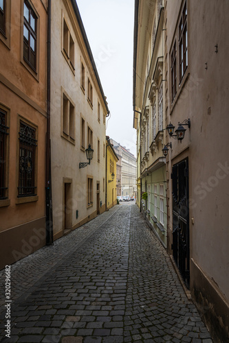 Old narrow street in Prague  Czech Republic