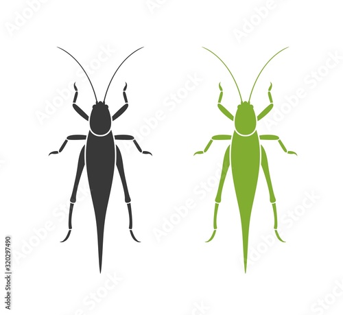 Grasshopper logo. Isolated grasshopper on white background