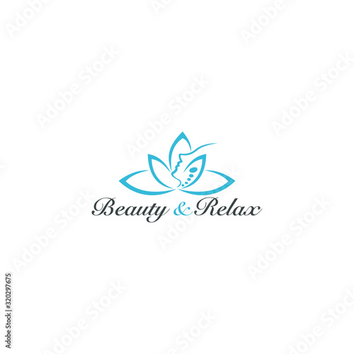 beauty shop and beauty relax line face and lotus concept  logo template, designs, vector image