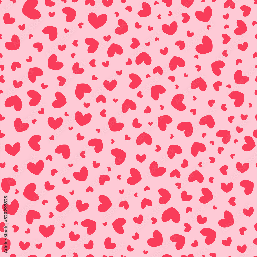 Red hearts seamless repeat pattern for wrapping paper.Red hearts on a pink background.Valentine's day pattern. Red hearts seamless repeat pattern for wrapping paper.Red hearts on a pink background.Valentine's day pattern.