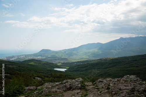 View of the peaks of the Crimean mountains.