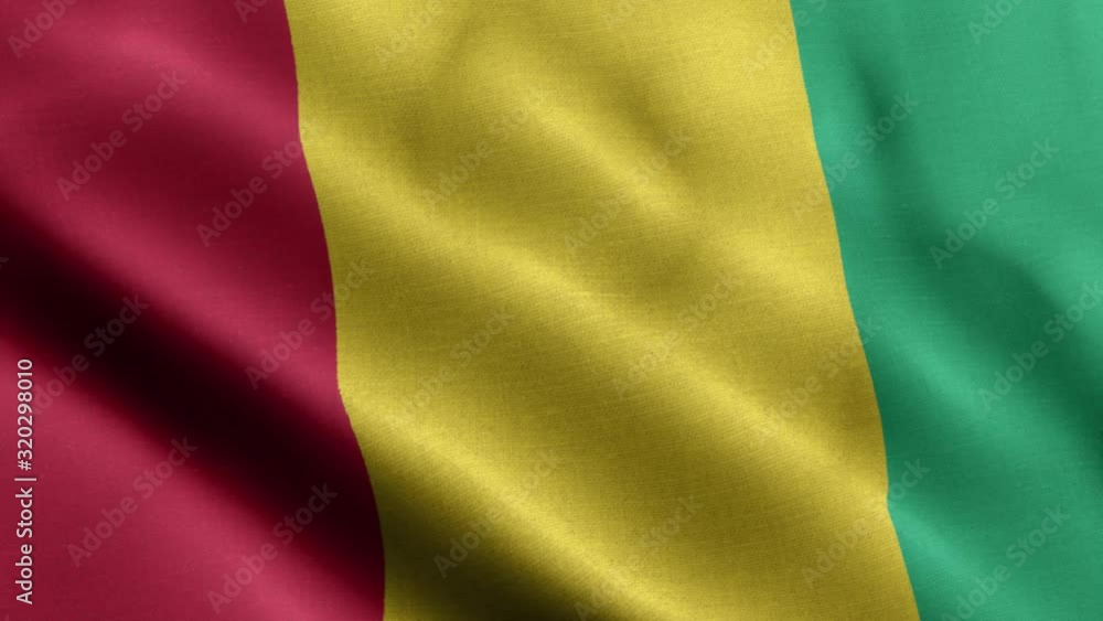 Closeup waving loop 4k National Flag of Guinea Closeup waving loop 4k National Flag of Guinea