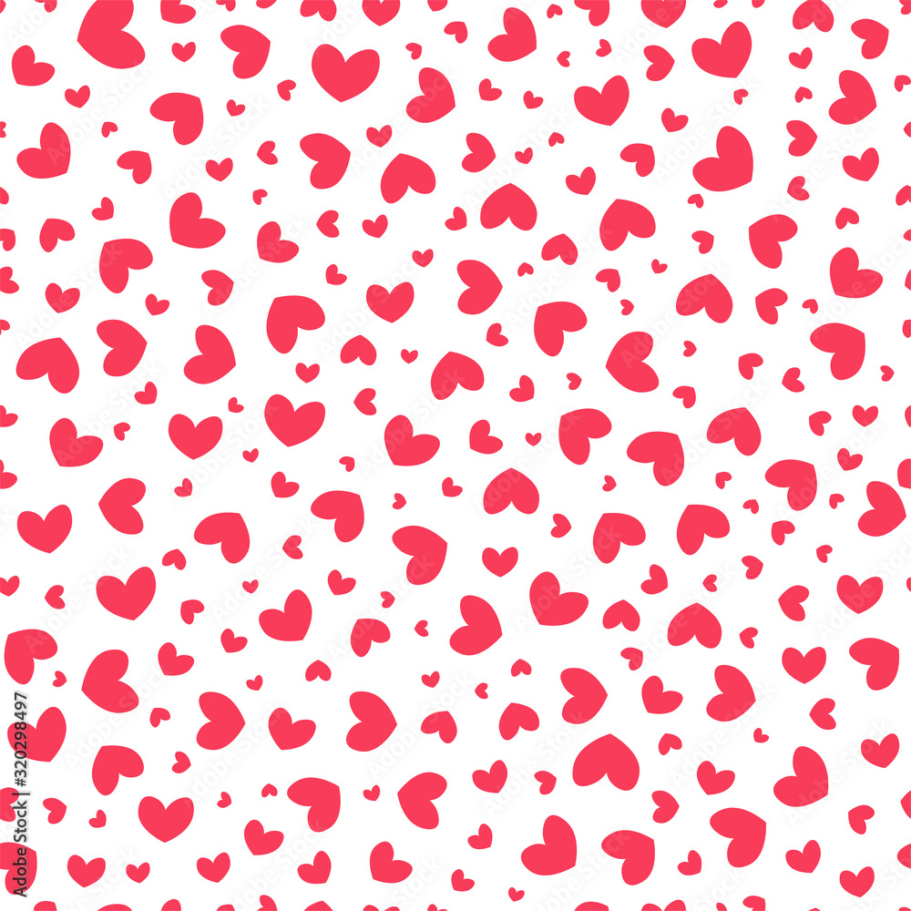 Red hearts seamless repeat pattern for wrapping paper.Red hearts on a white background.Valentine's day pattern. Red hearts seamless repeat pattern for wrapping paper.Red hearts on a white background.Valentine's day pattern.