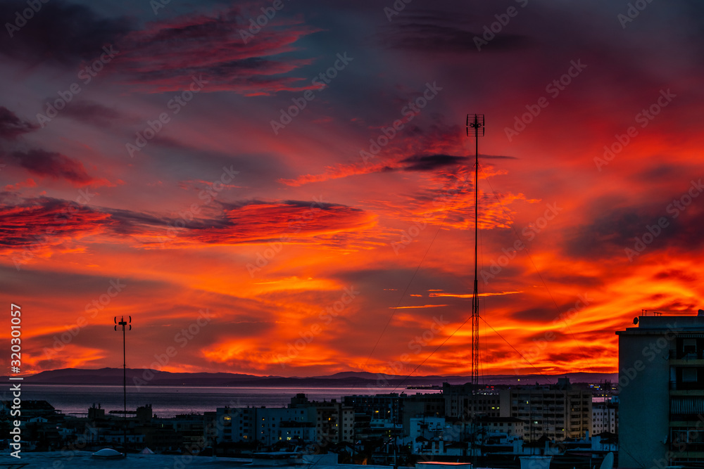 golden orange sunset landscape from Marbella, Spain golden orange sunset landscape from Marbella, Spain