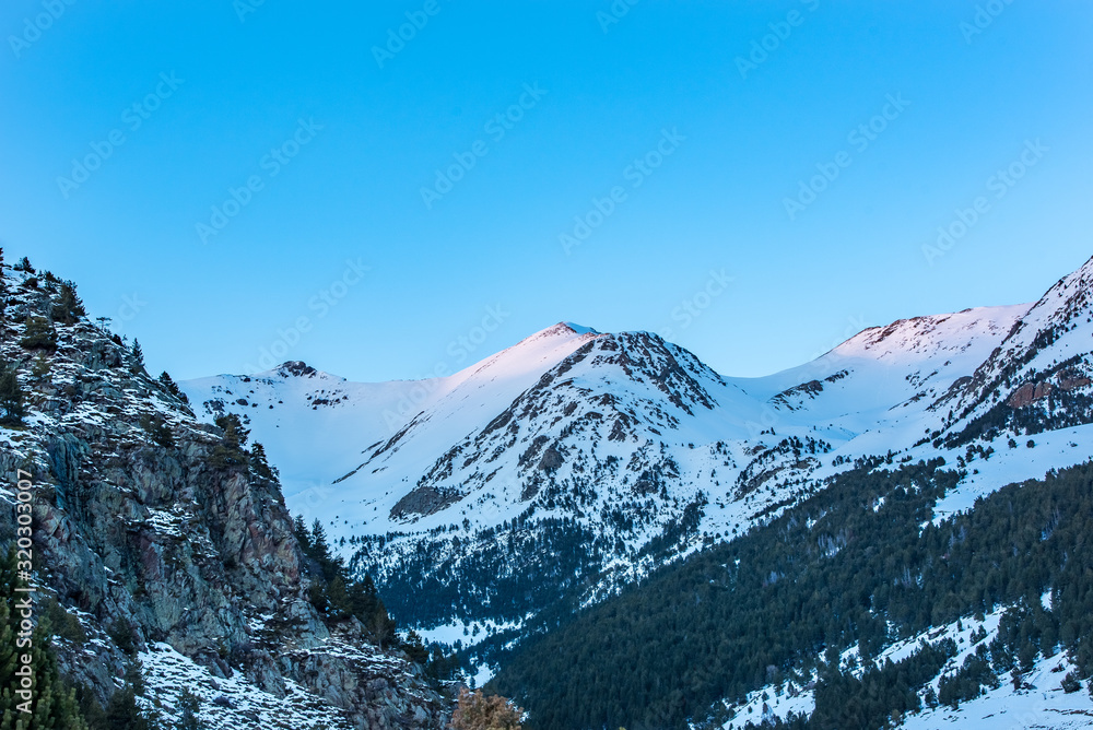 Views of a sunset in the mountains of Andorra. Bordes de l Armiana.