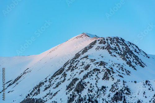 Views of a sunset in the mountains of Andorra. Bordes de l Armiana. photo