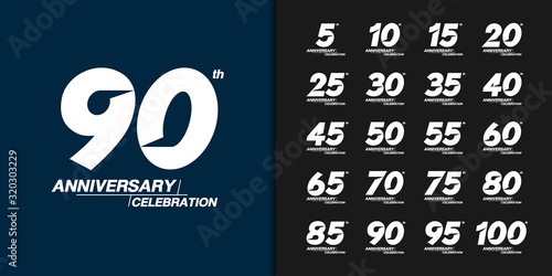Set of premium anniversary logotype. Modern anniversary celebration emblem design for company profile, booklet, leaflet, magazine, brochure, web, invitation or greeting card.