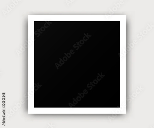Vintage square film camera picture template. Old realistic old photo frames isolated on white background. Vector memories portrait 3d border concept