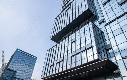 City cbd office building dense window glass curtain wall
