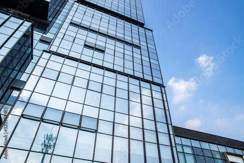 City cbd office building dense window glass curtain wall