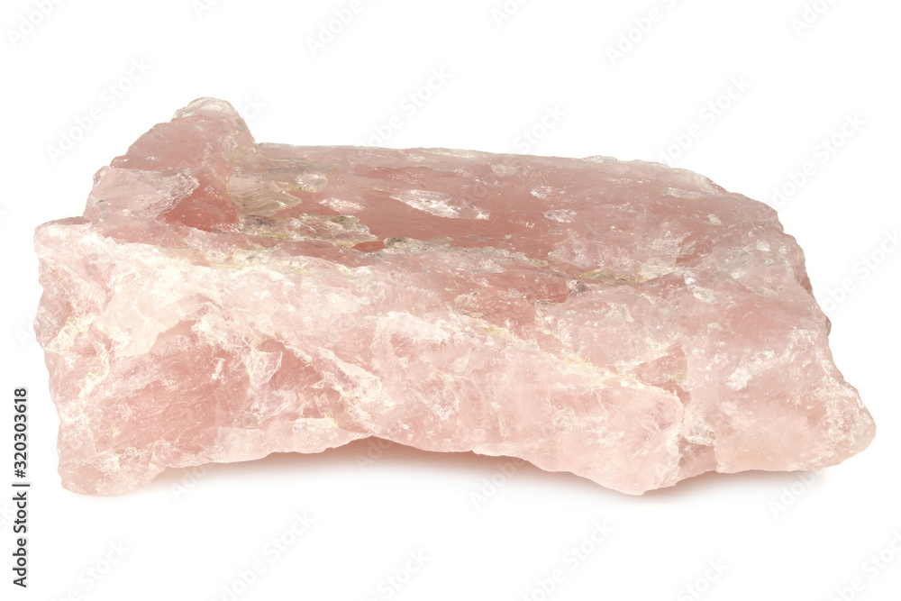 rose quartz from Namibia isolated on white background