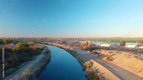 Aerial view along Gila Gravity Irrigation Canal and maintenance road