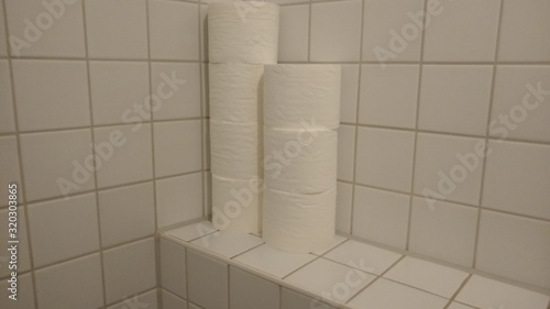 A stack of toilet paper rolls