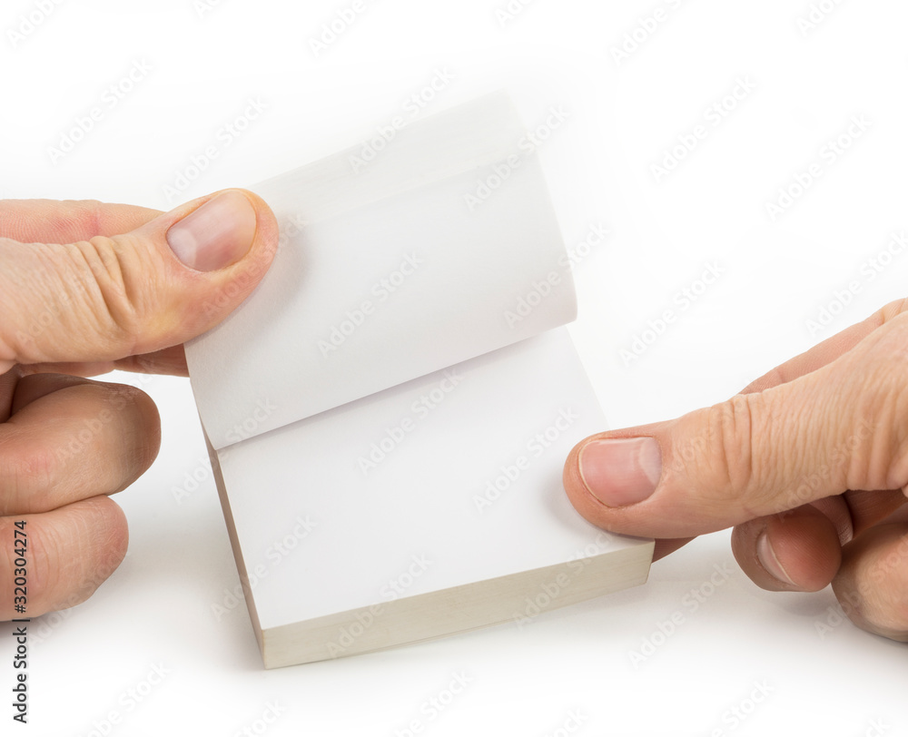 Block of paper notes hold with fingers Block of paper notes hold with fingers
