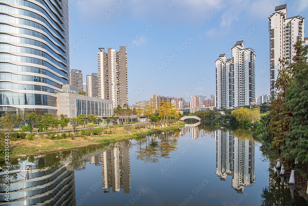 Scenery of Jinzhouyong Waterfront, Jiaomen, Nansha District, Guangzhou, China