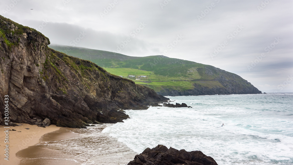 View of the Atlantic Ocean from Coumeenoole Beach, Dunquin on the Dingle Peninsula in west County Kerry, Ireland. View of the Atlantic Ocean from Coumeenoole Beach, Dunquin on the Dingle Peninsula in west County Kerry, Ireland.