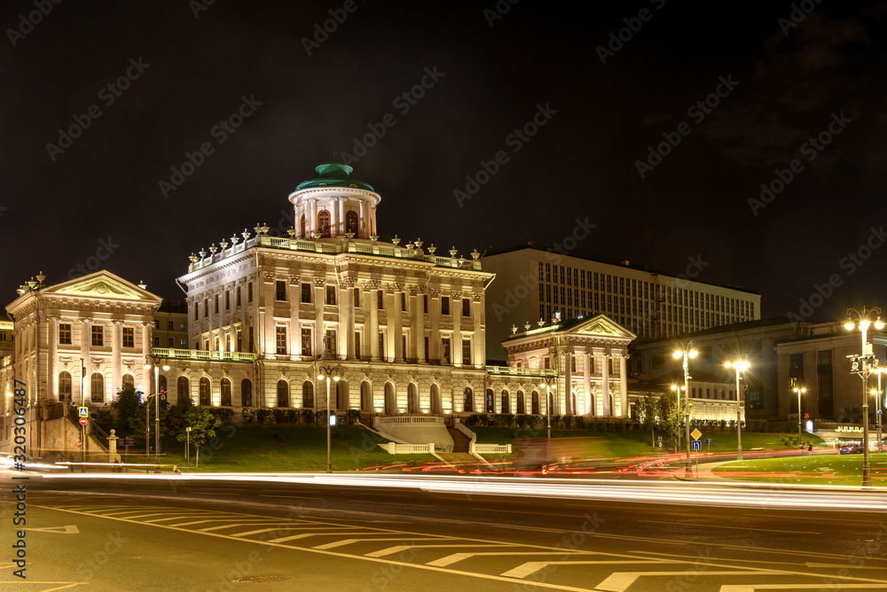 The Pashkov House in centre of Moscow. Night view