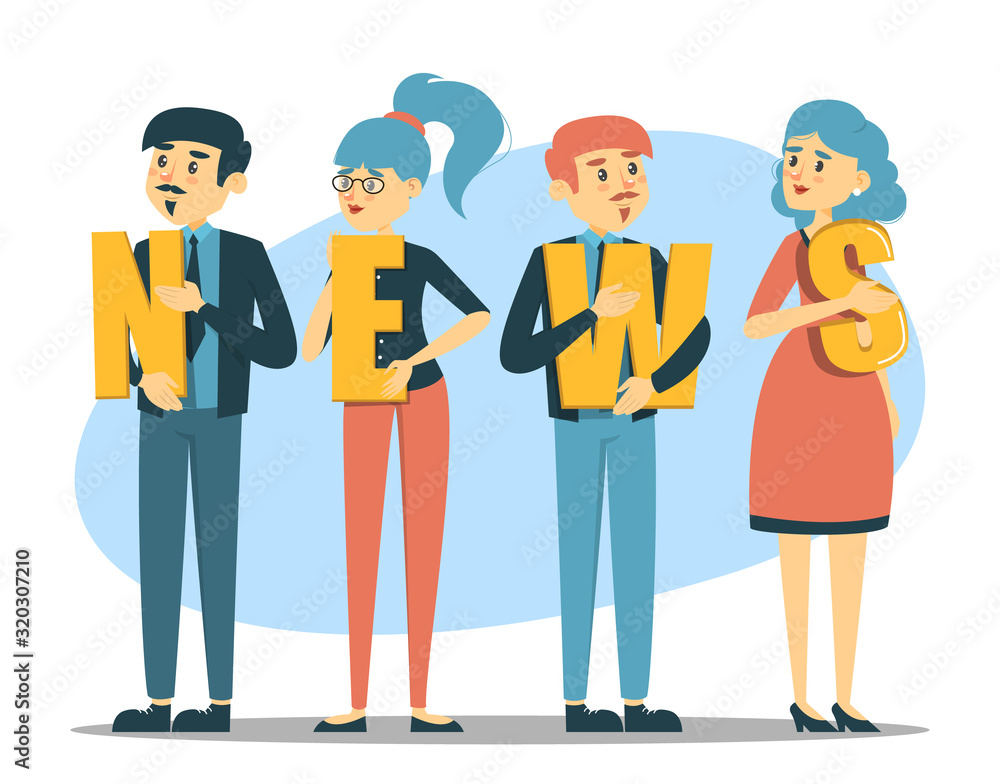 Obraz premium Business people holding letters of the word news. Concept