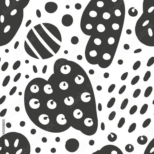 Simple animalistic abstract seamless patterns with spots and dots. Background for decoration, wrapping paper, wallpaper, cards and greetings. Minimalistic wild style two colors