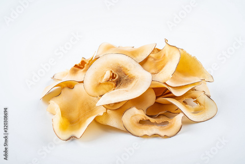 Seafood dried snails on white background