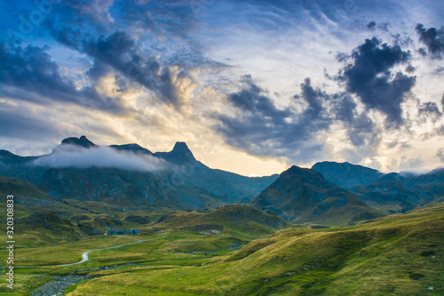 Nice sunset in a mountain landscape in pirineos