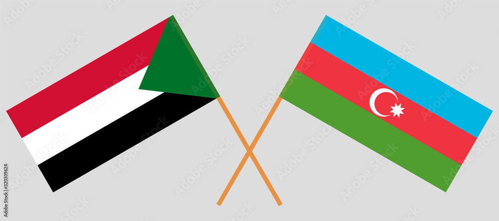 Crossed flags of Sudan and Azerbaijan