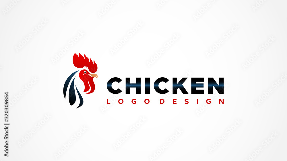 Abstract Chicken Head Logo. Red and Black Vector Logo Design Template Element Abstract Chicken Head Logo. Red and Black Vector Logo Design Template Element