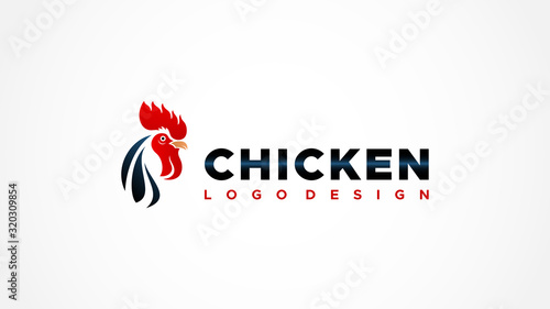 Abstract Chicken Head Logo. Red and Black Vector Logo Design Template Element