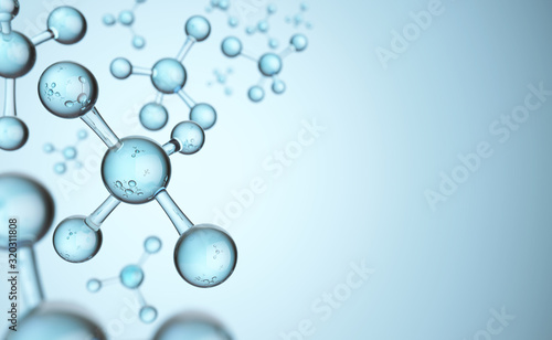 Fototapeta Naklejka Na Ścianę i Meble -  Science background with molecule or atom, Abstract structure for Science or medical background, 3d illustration.