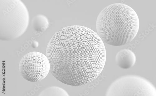 Abstract geometric modern white background  ball and sphere shape  3d rendering.