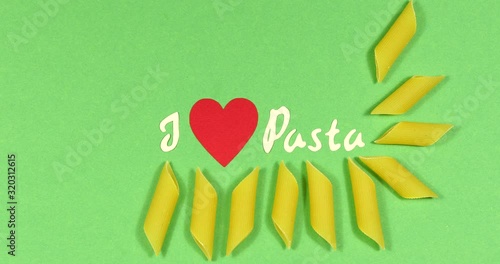 Stop motion pasta food background healthy eating concept.