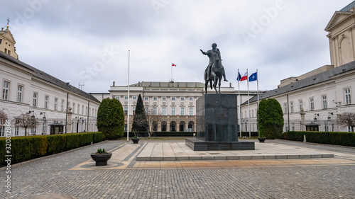 Josef Poniatowski monument in front of president palace in Warsaw, Poland. photo