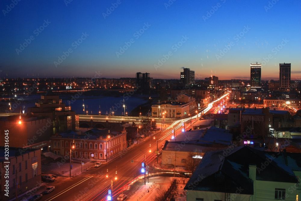 View of the night city of Chelyabinsk View of the night city of Chelyabinsk